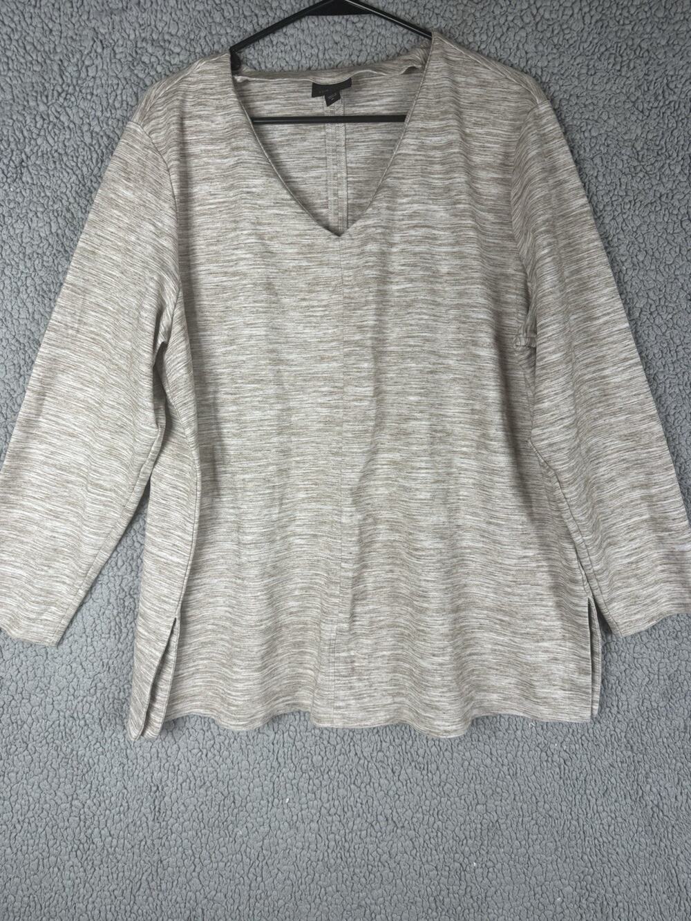 J.jill Wearever V Neck Long Sleeves Shirt Rayon Blend Brown Sz XL